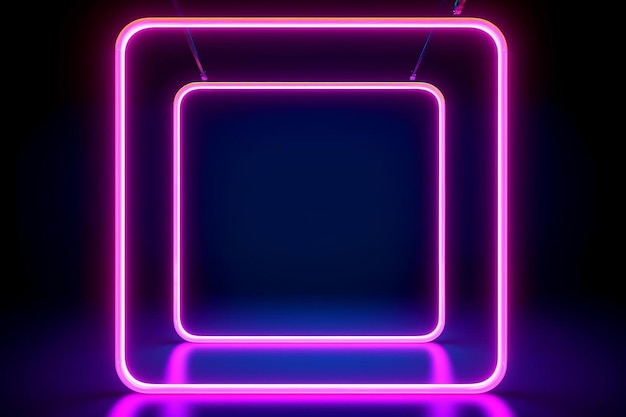 Foto un quadrato di luci al neon con una forma quadrata