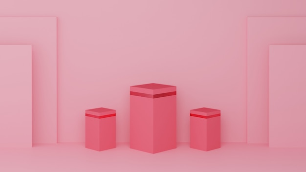 Square podium pink pastel color and pink edge with three rank