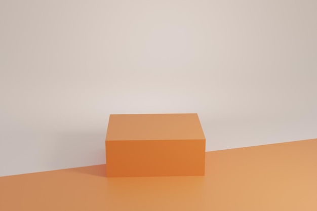 square podium with brown and pastel background