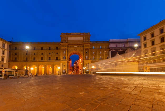 Square of Republic in old town at night, Florence, Italy