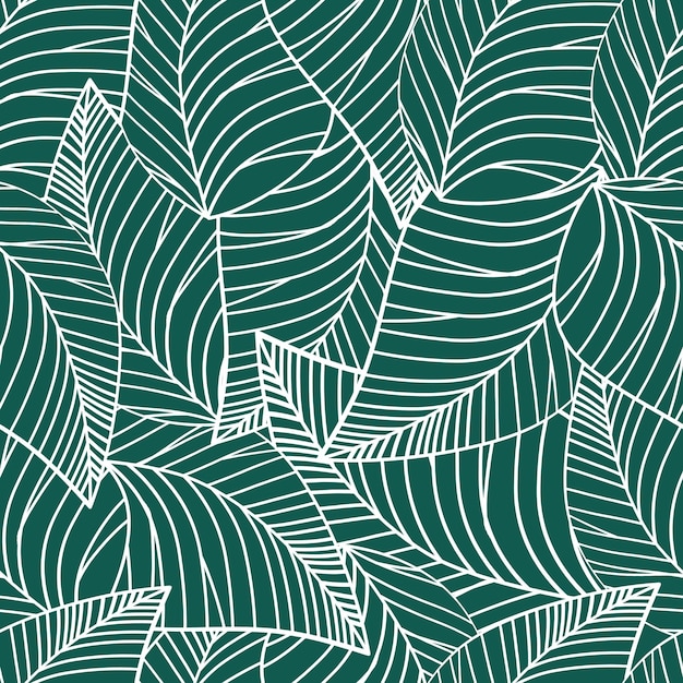square seamless poster with abstract white leaves pattern at green background