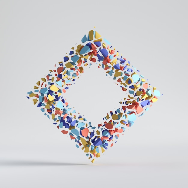 Квадратная форма с отверстием Сплит красочный геометрический объект, изолированные на белом фоне