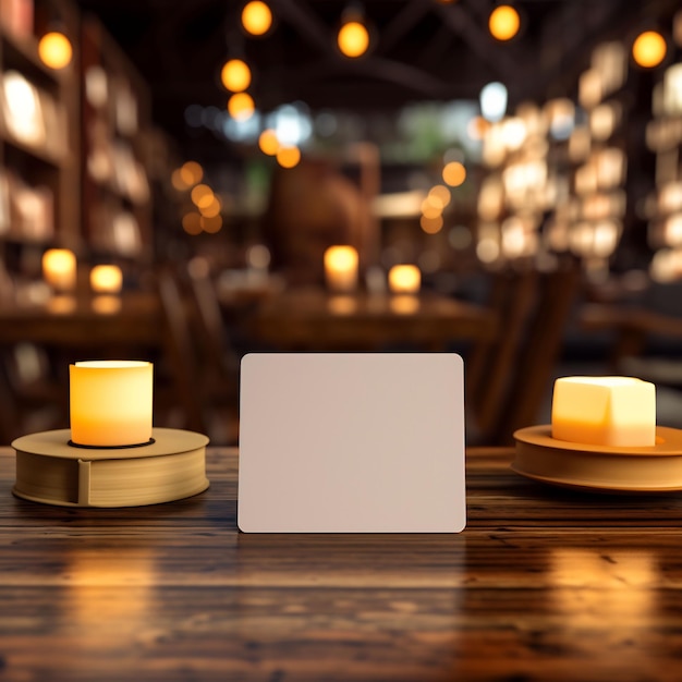 a square table with candles and a square of white square on it