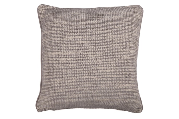 Square throw pillows gray suede fabric pillows isolated white background