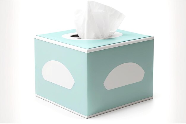 Square tissue box with elements of white dcor