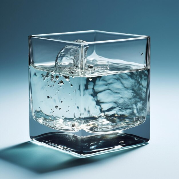 A Square water glass on a table