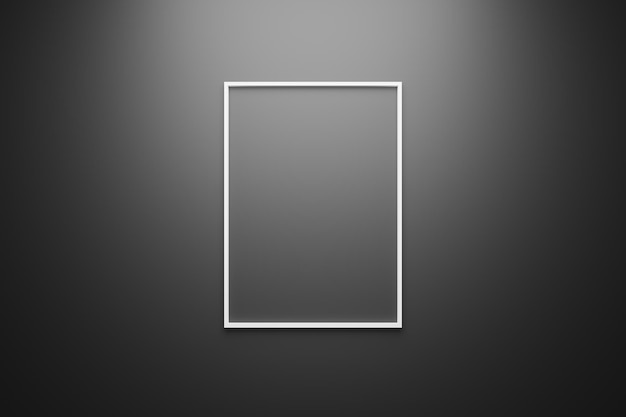 Square white frame on black background