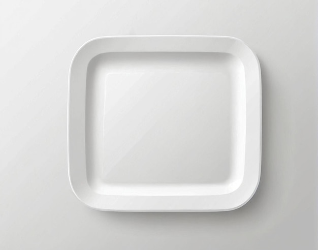 a square white plate with a shadow on a white background