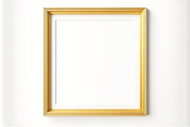 Square wide picture frame mockup isolated on white background