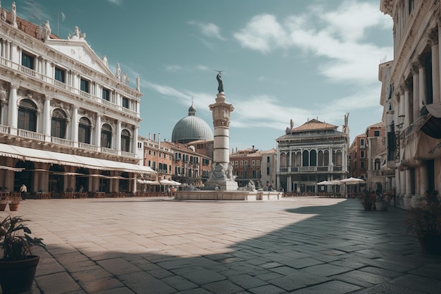 Foto una piazza con una fontana a venezia