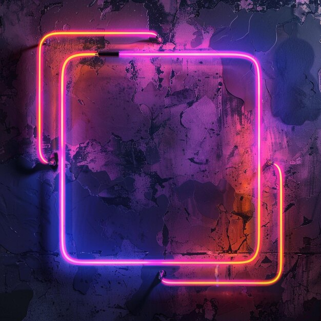 a square with neon lights on it and a picture of a square