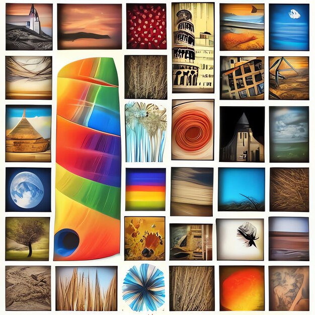 Photo squares that make an art collage collage art