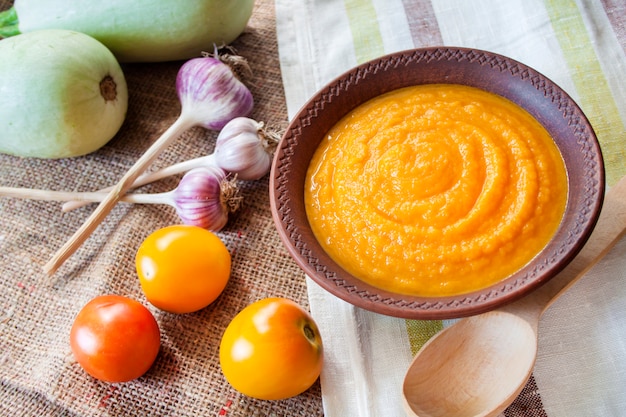 Squash caviar with garlic and tomatoes