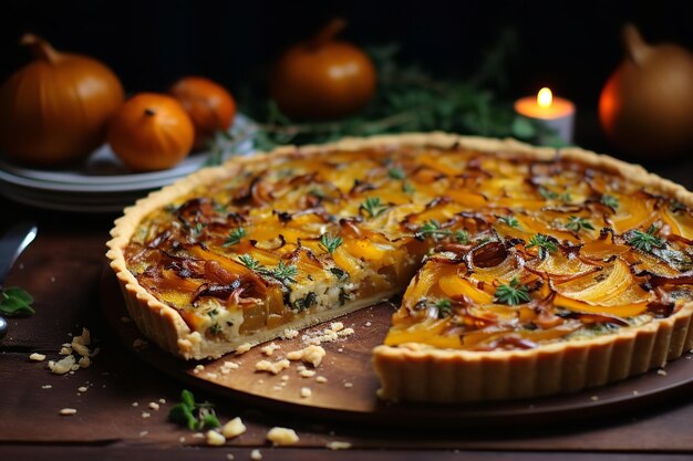 Squash en Caramelized Onion Tart Recept voor het kerstdiner