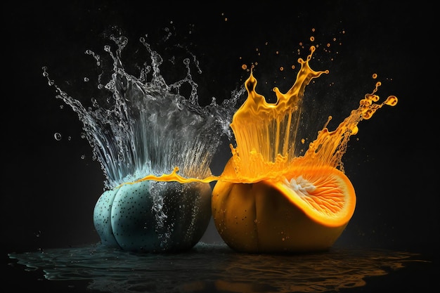 Squash vegetables splash isolated on black background