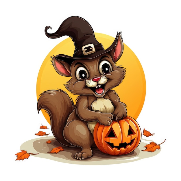 Squeaky Adventures A Halloweenthemed Cartoon Squirrel on a White Background