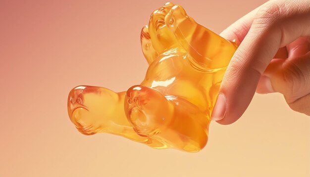 Squeezing a gummy bear between thumb and forefinger