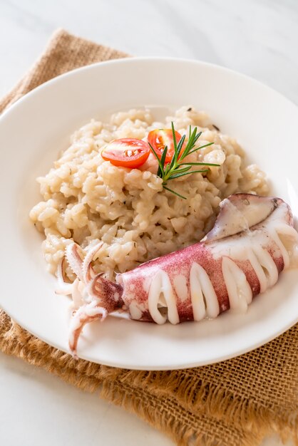 squids or octopus risotto