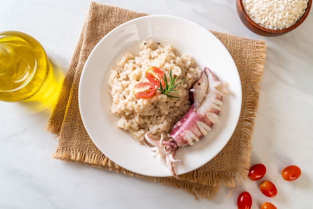 squids or octopus risotto