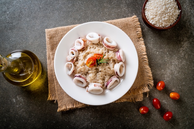 squids or octopus risotto