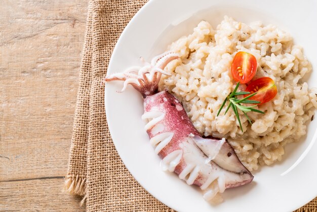 squids or octopus risotto