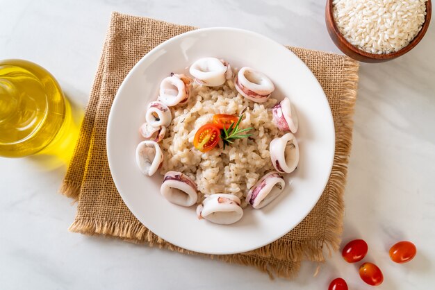 squids or octopus risotto