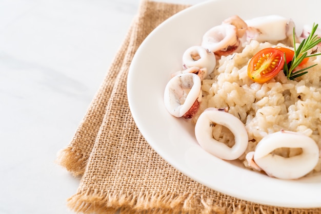 squids or octopus risotto