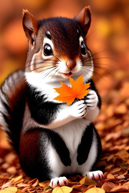 Squirrel in autumn forest