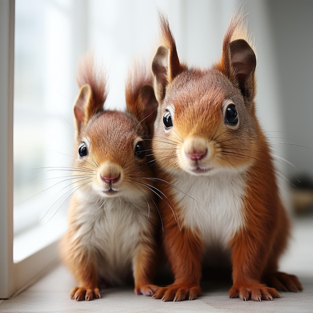 Squirrel and baby squirrel Generative AI