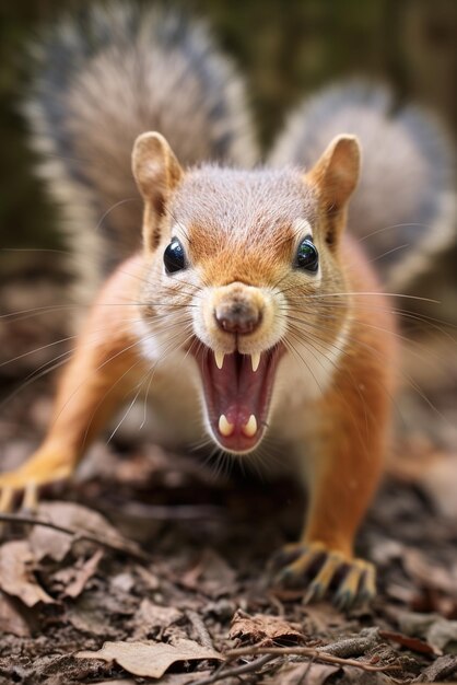 Squirrel Bares Teeth in Warning