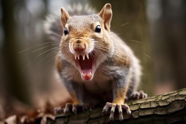 Squirrel baring its teeth