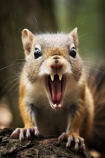 Squirrel baring teeth