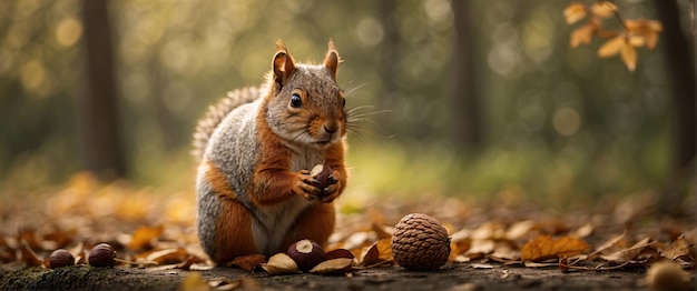 A squirrel cracking a nut in the park