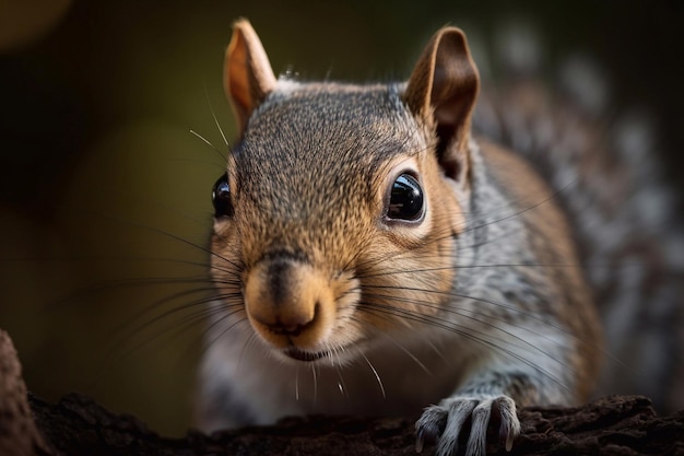 Squirrel in the forest on a tree branch AI Generated