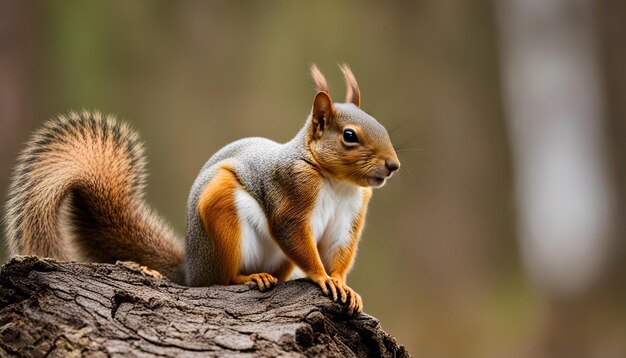 a squirrel is sitting on a log with a squirrel on it