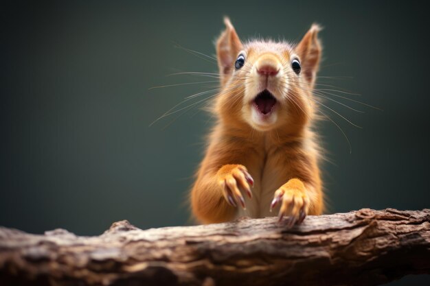 Squirrel Shouting on Tree Branch