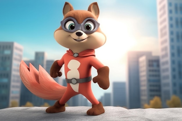 Squirrel superhero Comic funny mascot Generate ai