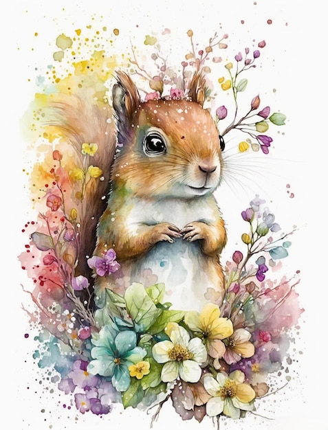 Squirrel Watercolor Illustration