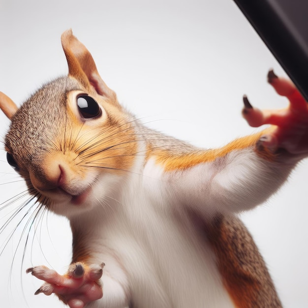 Photo squirrel with phone funny animal background