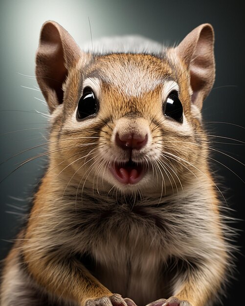 a squirrel with a surprised expression on its face.