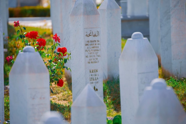 SrebrenicaPotocari monument and cemetery for the victims of the massacre against Muslims in Bosnia