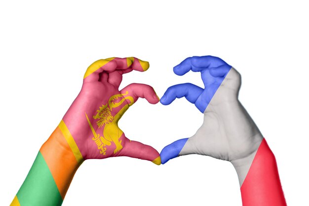 Sri Lanka France Heart Hand gesture making heart