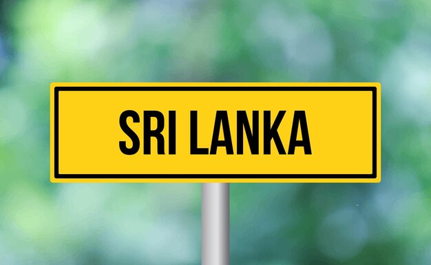 Sri lanka road sign on blur background