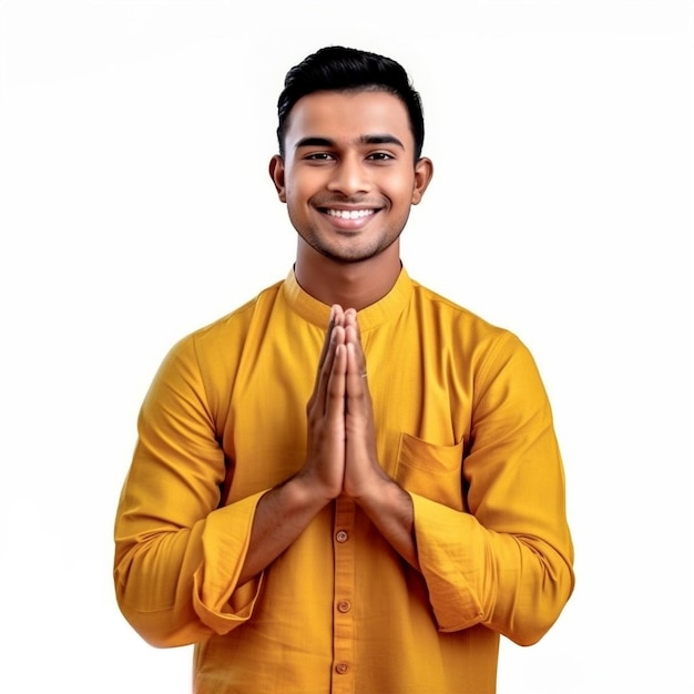 Sri Lankaanse jongeman groet Ayubowan Namaste