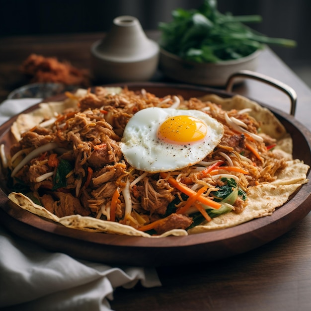 Photo sri lankan kottu roti dynamic and colorful flatbread stirfry with vegetables meat and spices