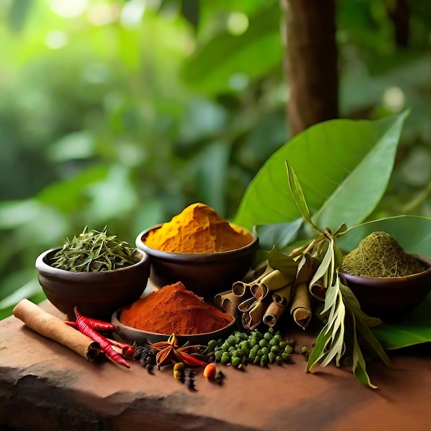 Sri Lankan spices in the green nature AI