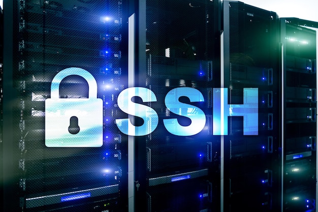SSH Secure Shell-protocol en software Gegevensbescherming internet- en telecommunicatieconcept