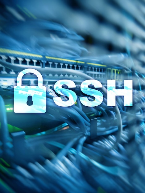 SSH Secure Shell-protocol en software Gegevensbescherming internet- en telecommunicatieconcept