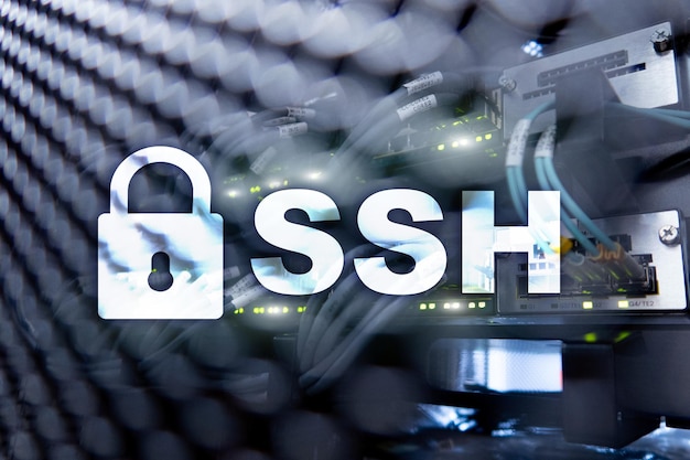 SSH Secure Shell-protocol en software Gegevensbescherming internet- en telecommunicatieconcept