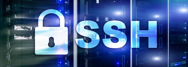 SSH Secure Shell-protocol en software Gegevensbescherming internet- en telecommunicatieconcept